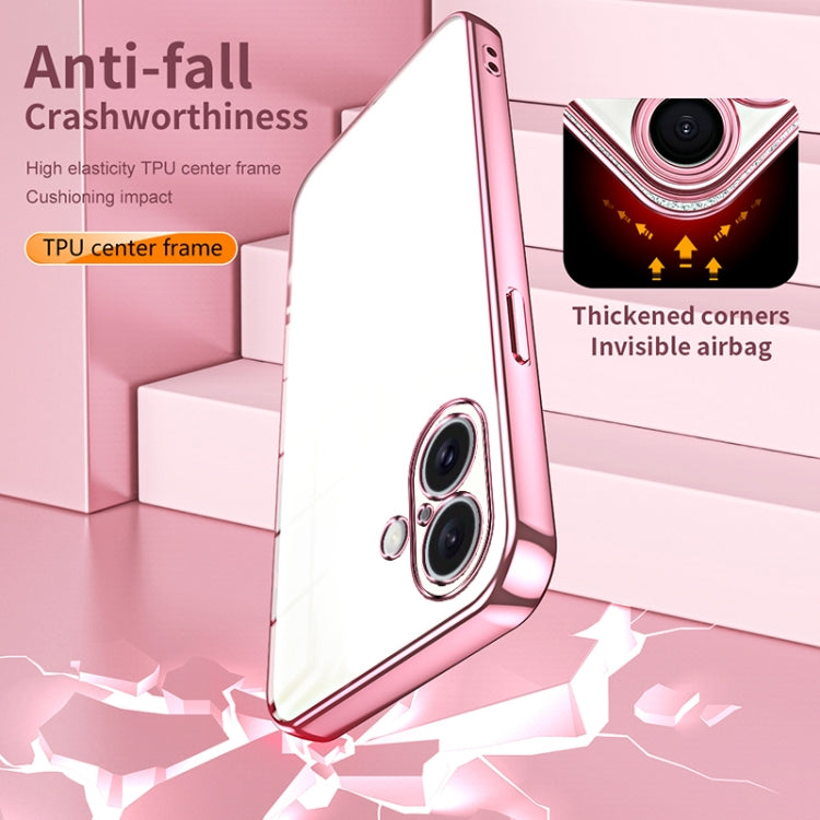 For iPhone 16 Transparent Plating Fine Hole Phone Case(Black)