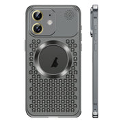 For iPhone 12 Spring Buckle MagSafe Magnetic Metal Aromatherapy Phone Case(Black)