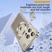 For iPhone 14 Pro Spring Buckle MagSafe Magnetic Metal Aromatherapy Phone Case(Silver)