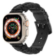 For Apple Watch Ultra 2 49mm Plain Paracord Genuine Leather Watch Band(Black) - Watch Bands by PMC TechLife | Online Shopping South Africa | PMC TechLife | Buy Now Pay Later Mobicred