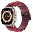 For Apple Watch Ultra 49mm Plain Paracord Genuine Leather Watch Band(Wine Red) - Watch Bands by PMC TechLife | Online Shopping South Africa | PMC TechLife | Buy Now Pay Later Mobicred
