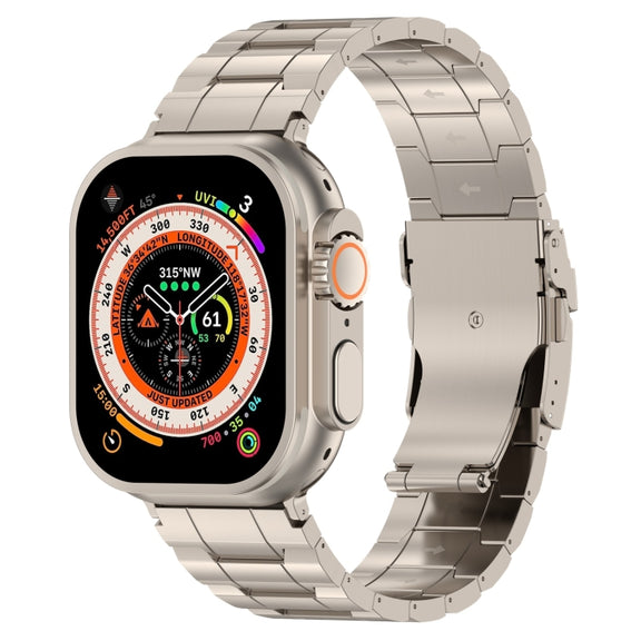 For Apple Watch Ultra 2 49mm Safety Buckle Trapezoid Titanium Steel Watch Band(Titanium)