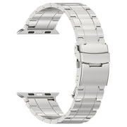 For Apple Watch SE 44mm Safety Buckle Trapezoid Titanium Steel Watch Band(Silver)