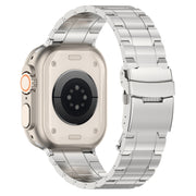 For Apple Watch 42mm Safety Buckle Trapezoid Titanium Steel Watch Band(Silver)