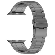 For Apple Watch 38mm Safety Buckle Trapezoid Titanium Steel Watch Band(Grey)
