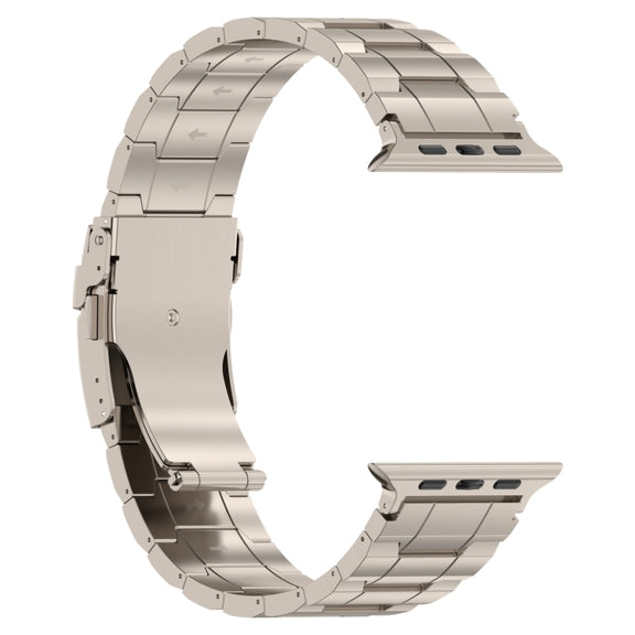 For Apple Watch 38mm Safety Buckle Trapezoid Titanium Steel Watch Band(Titanium)