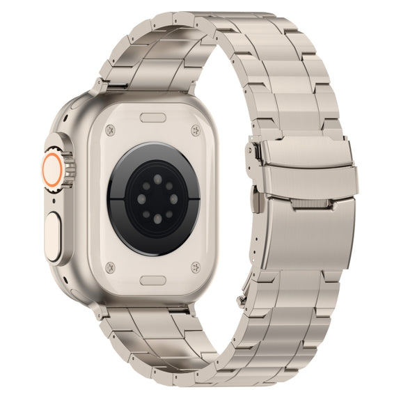For Apple Watch 38mm Safety Buckle Trapezoid Titanium Steel Watch Band(Titanium)