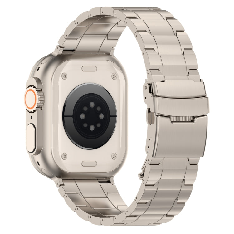 For Apple Watch 38mm Safety Buckle Trapezoid Titanium Steel Watch Band(Titanium)