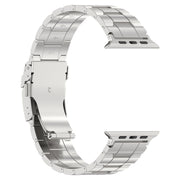 For Apple Watch 38mm Safety Buckle Trapezoid Titanium Steel Watch Band(Silver)