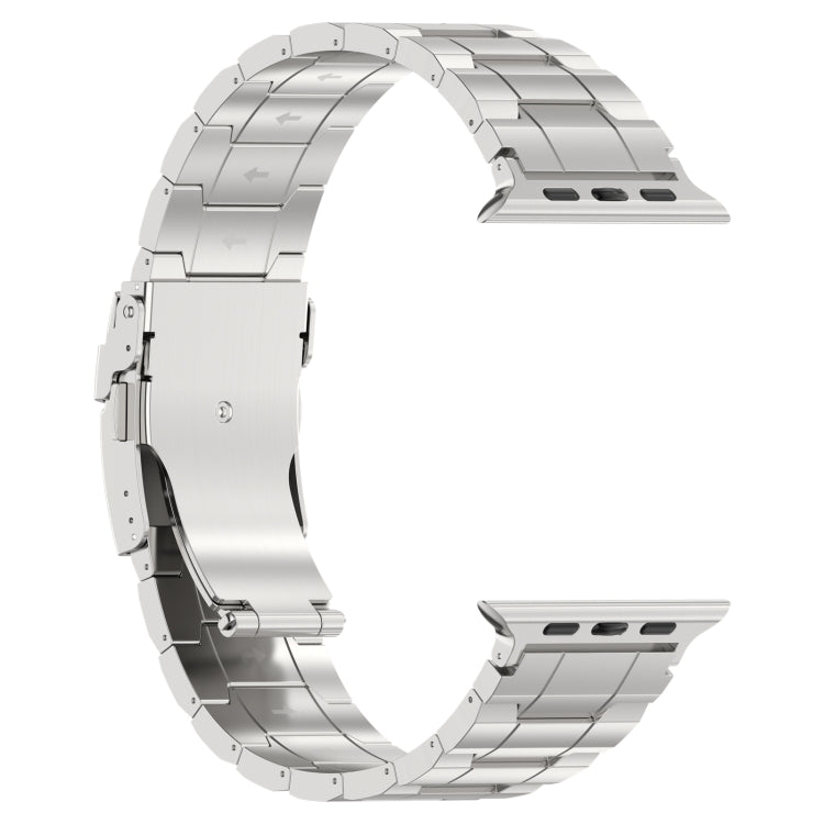 For Apple Watch 38mm Safety Buckle Trapezoid Titanium Steel Watch Band(Silver)
