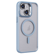 For iPhone 14 Plus Invisible Lens Holder PC + TPU Frosted MagSafe Phone Case(Blue)