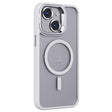 For iPhone 14 Invisible Lens Holder PC + TPU Frosted MagSafe Phone Case(White) - iPhone 14 Cases by PMC TechLife | Online Shopping South Africa | PMC TechLife
