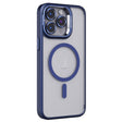 For iPhone 14 Pro Max Invisible Lens Holder PC + TPU Frosted MagSafe Phone Case(Dark Blue) - iPhone 14 Pro Max Cases by PMC TechLife | Online Shopping South Africa | PMC TechLife