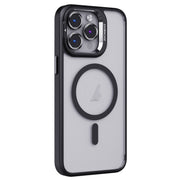 For iPhone 14 Pro Max Invisible Lens Holder PC + TPU Frosted MagSafe Phone Case(Black)