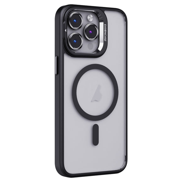 For iPhone 14 Pro Max Invisible Lens Holder PC + TPU Frosted MagSafe Phone Case(Black)