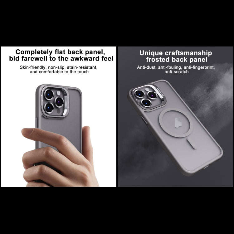For iPhone 13 Invisible Lens Holder PC + TPU Frosted MagSafe Phone Case(Blue)