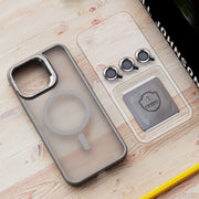 For iPhone 13 Invisible Lens Holder PC + TPU Frosted MagSafe Phone Case(Green)