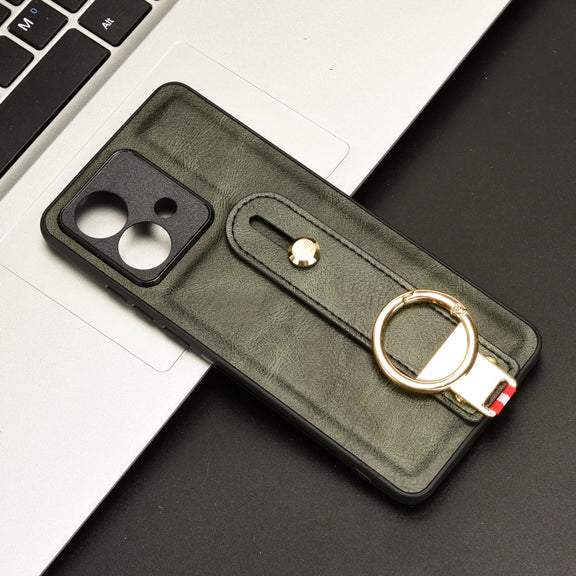 For Motorola Edge 40 Neo 5G Wristband Leather Back Phone Case(Green)