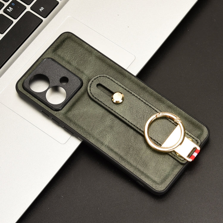 For Motorola Edge 40 Neo 5G Wristband Leather Back Phone Case(Green)