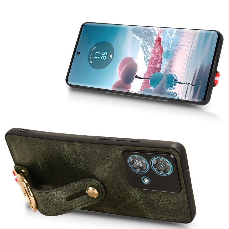 For Motorola Edge 40 Neo 5G Wristband Leather Back Phone Case(Green)