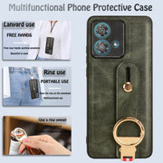 For Motorola Edge 40 Neo 5G Wristband Leather Back Phone Case(Green)