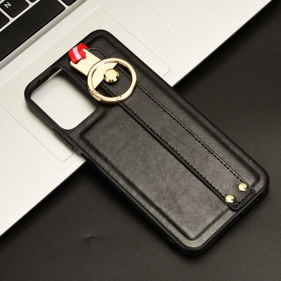 For Motorola Moto G Power 2024 Wristband Leather Back Phone Case(Black)