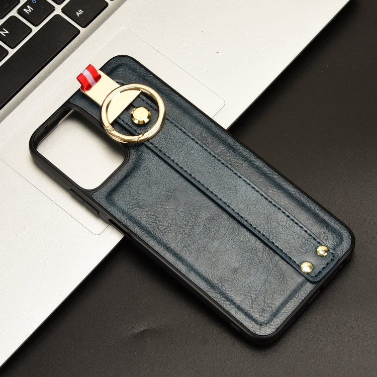 For Motorola Moto G Power 2024 Wristband Leather Back Phone Case(Blue)