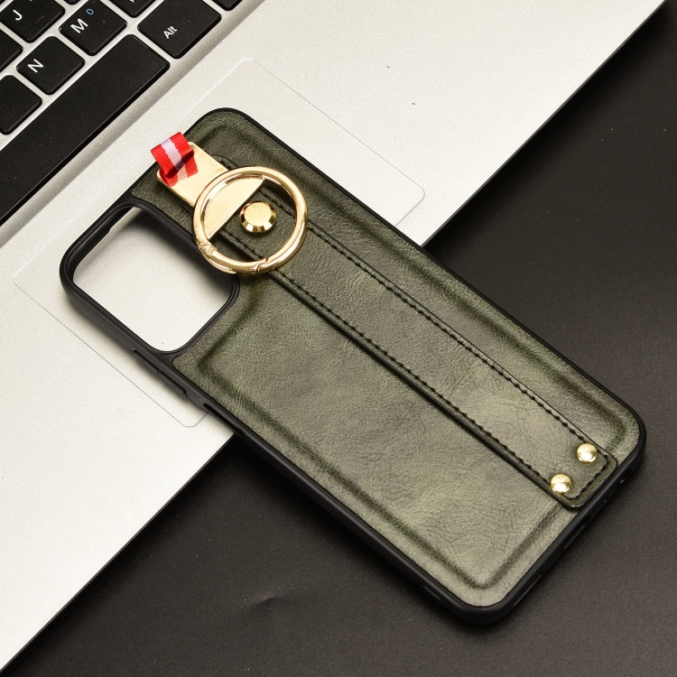 For Motorola Moto G Power 2024 Wristband Leather Back Phone Case(Green)