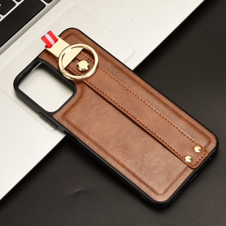 For Motorola Moto G Power 2024 Wristband Leather Back Phone Case(Brown)