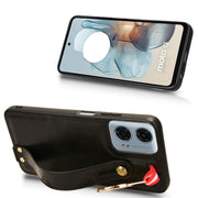 For Motorola Moto G 5G 2024 Wristband Leather Back Phone Case(Black)