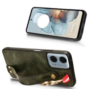 For Motorola Moto G 5G 2024 Wristband Leather Back Phone Case(Green)