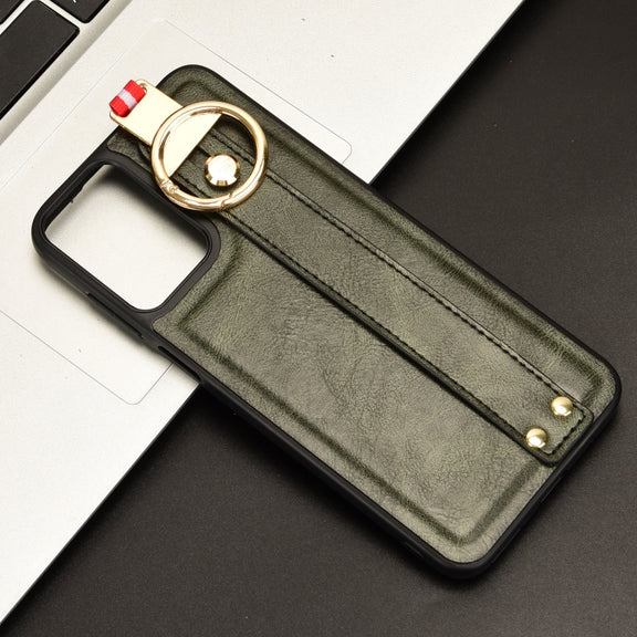 For Motorola Moto G Play 4G 2024 Wristband Leather Back Phone Case(Green)