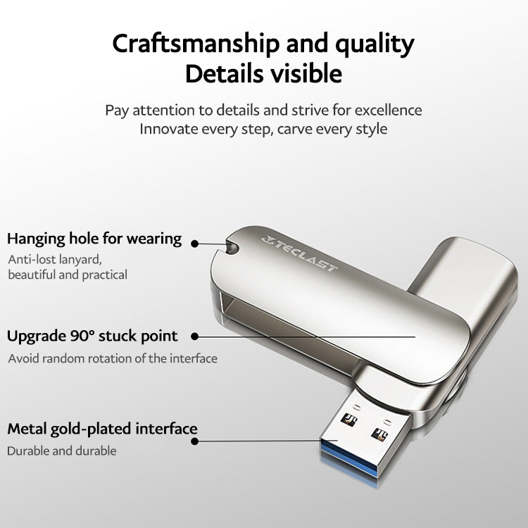 Teclast Leishen Plus Series USB3.0 Twister Flash Drive, Memory:128GB(Silver)