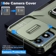 For Motorola Moto G Play 2024 Sliding Camshield Holder Phone Case(Alpine Green)