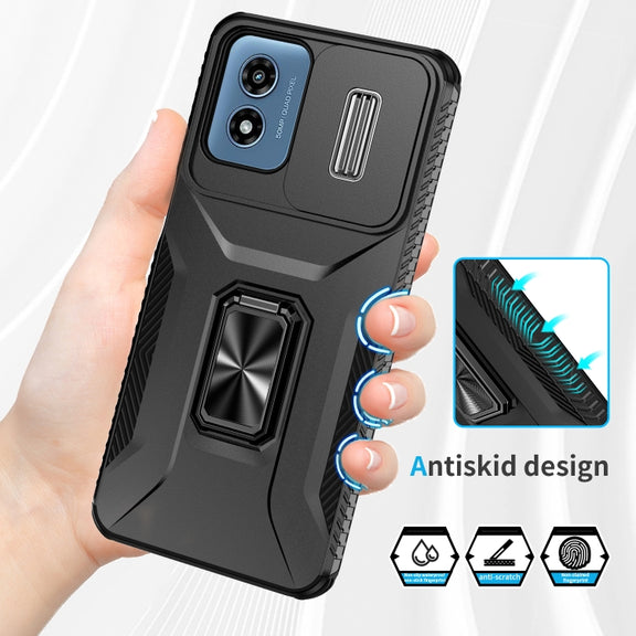 For Motorola Moto G Play 2024 Sliding Camshield Holder Phone Case(Black)
