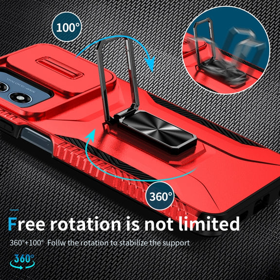 For Motorola Moto G Play 2024 Sliding Camshield Holder Phone Case(Red)