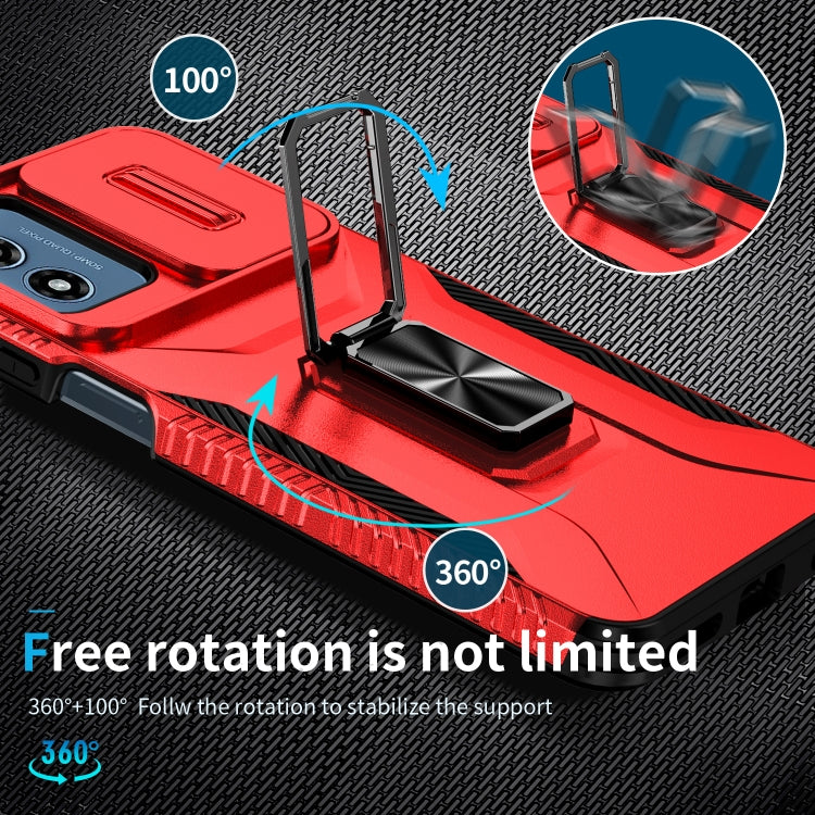 For Motorola Moto G Play 2024 Sliding Camshield Holder Phone Case(Red)