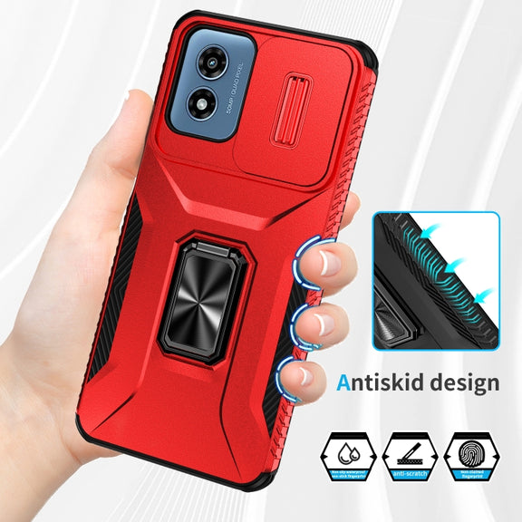 For Motorola Moto G Play 2024 Sliding Camshield Holder Phone Case(Red)