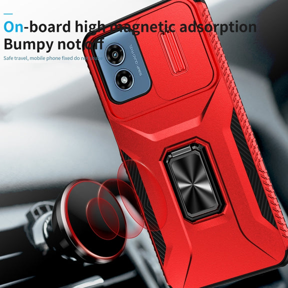 For Motorola Moto G Play 2024 Sliding Camshield Holder Phone Case(Red)
