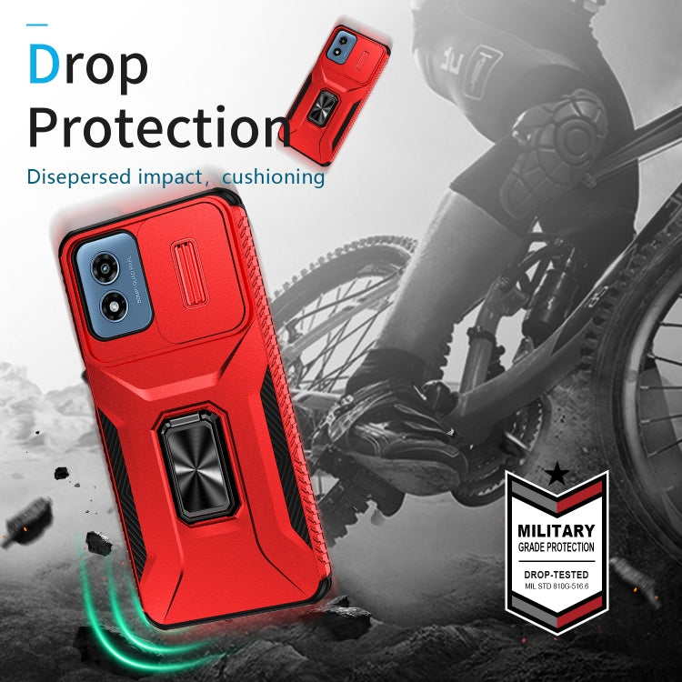 For Motorola Moto G Play 2024 Sliding Camshield Holder Phone Case(Red)