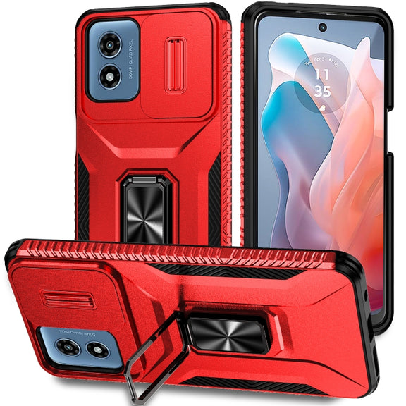 For Motorola Moto G Play 2024 Sliding Camshield Holder Phone Case(Red)