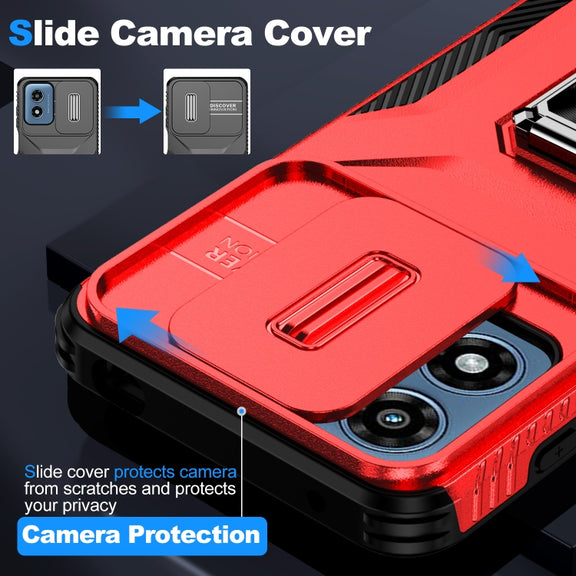 For Motorola Moto G Play 2024 Sliding Camshield Holder Phone Case(Red)