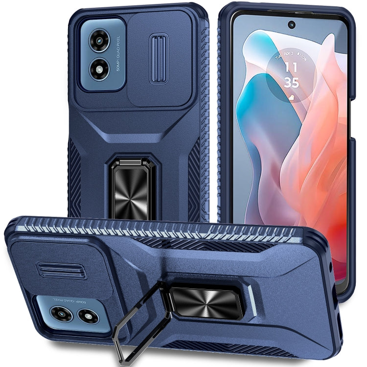For Motorola Moto G Play 2024 Sliding Camshield Holder Phone Case(Blue)