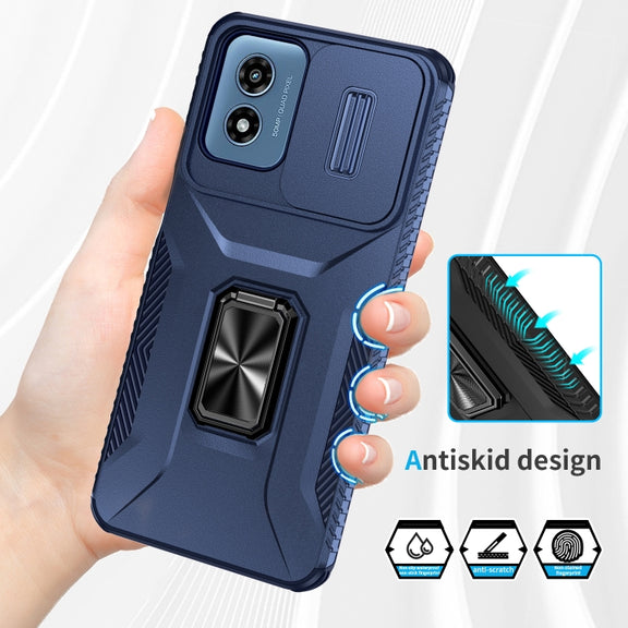 For Motorola Moto G Play 2024 Sliding Camshield Holder Phone Case(Blue)