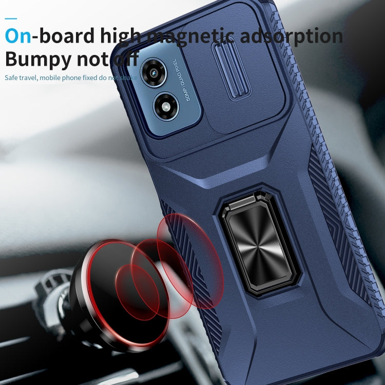 For Motorola Moto G Play 2024 Sliding Camshield Holder Phone Case(Blue)