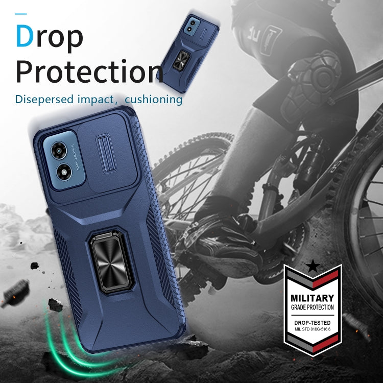 For Motorola Moto G Play 2024 Sliding Camshield Holder Phone Case(Blue)