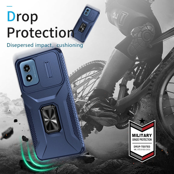 For Motorola Moto G Play 2024 Sliding Camshield Holder Phone Case(Blue)