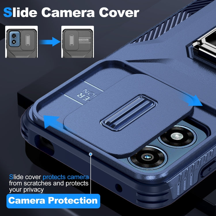 For Motorola Moto G Play 2024 Sliding Camshield Holder Phone Case(Blue)