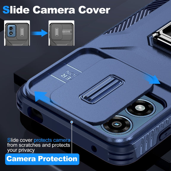 For Motorola Moto G Play 2024 Sliding Camshield Holder Phone Case(Blue)