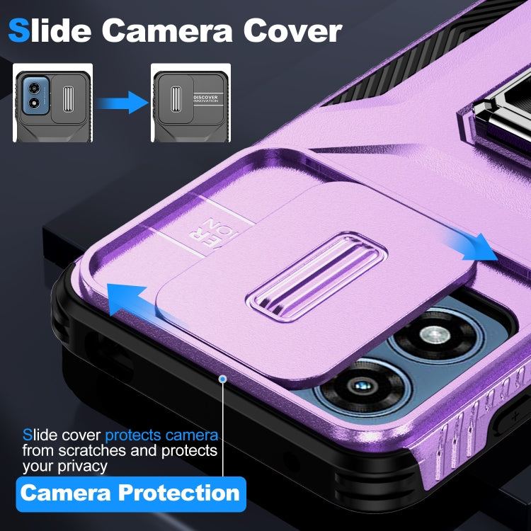 For Motorola Moto G Play 2024 Sliding Camshield Holder Phone Case(Purple)